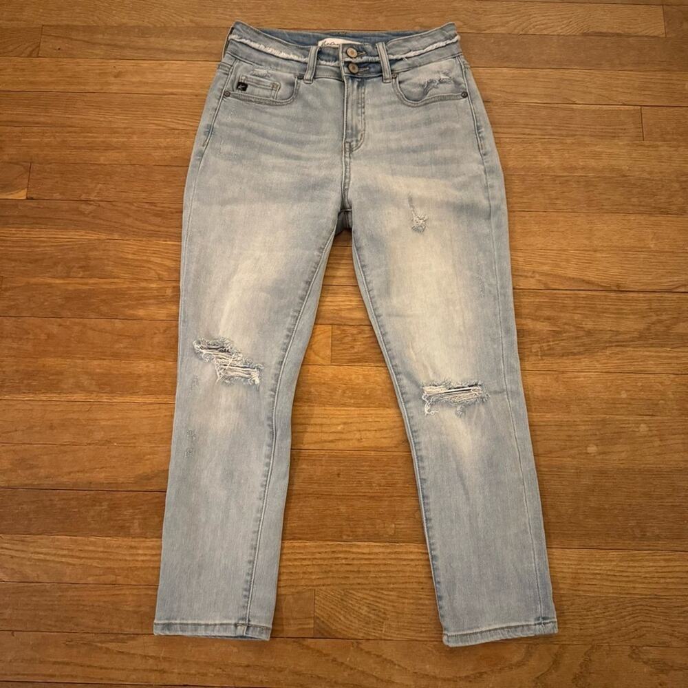 Maurices KanCan sun bleached distressed high-rise skinny ankle jeans sz 27
 b42